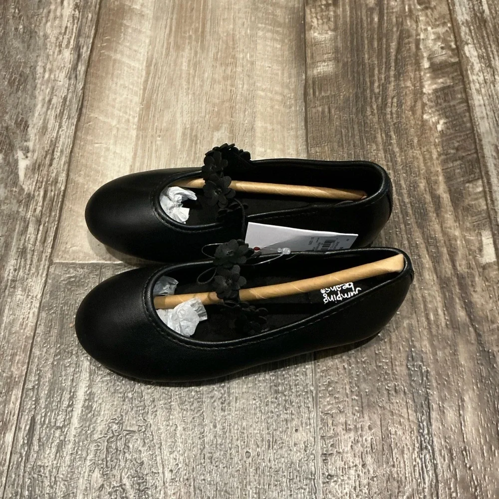 Jumping Beans Black Dress Shoes with Floral Accent Size 10